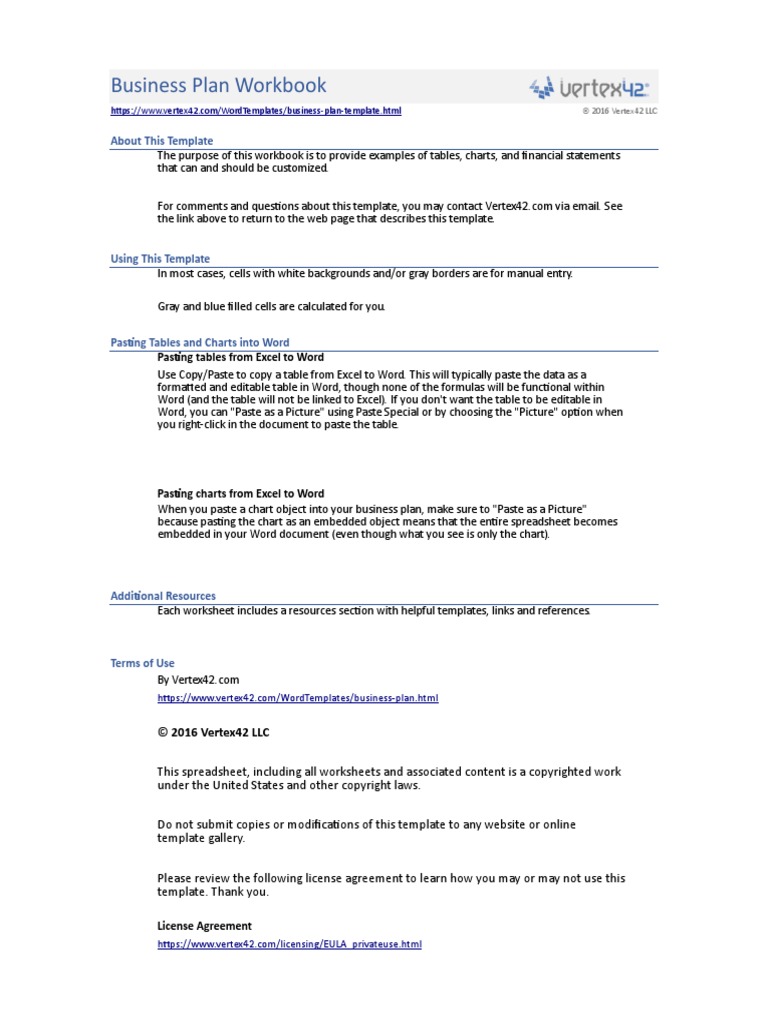 Business Plan Workbook PDF Expense Equity (Finance)