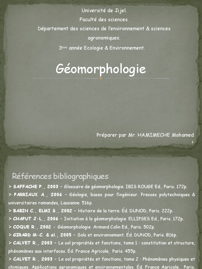 Cours de géomorphologie et écologie | PDF | Géomorphologie | Géographie ...