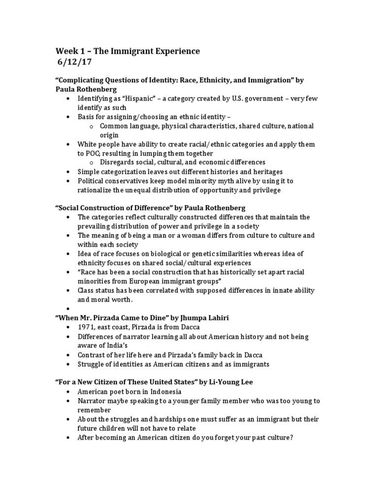 Exploring Identity in Immigration | PDF | Race (Human Categorization ...