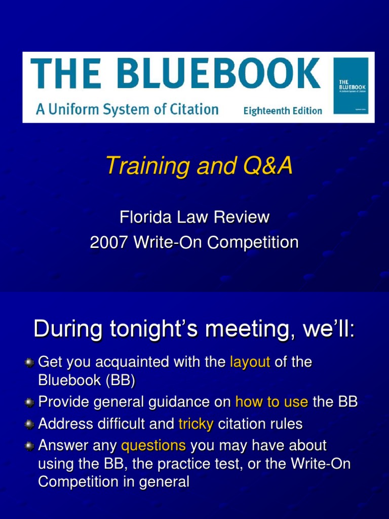 Bluebook Orientation United States Code Citation