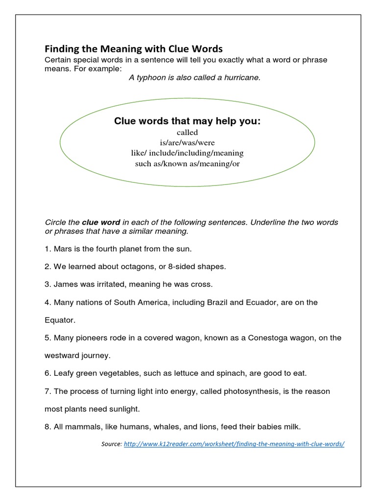 Understanding Clue Words in Context | PDF