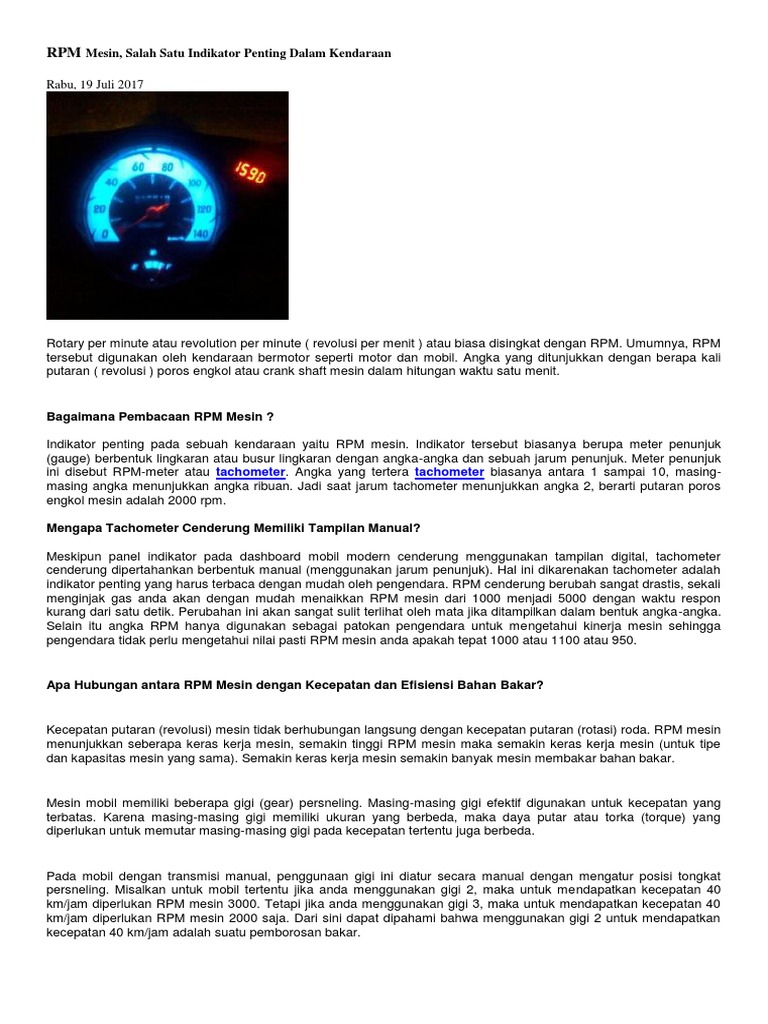 RPM Mesin | PDF