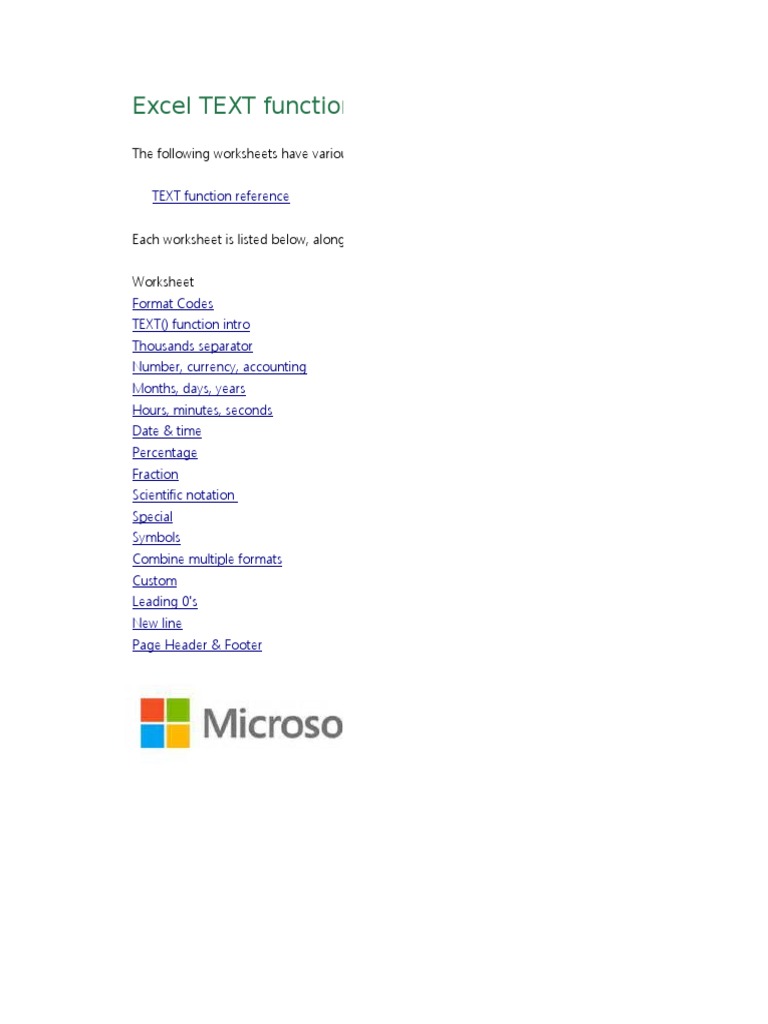 TEXT Function Examples | PDF
