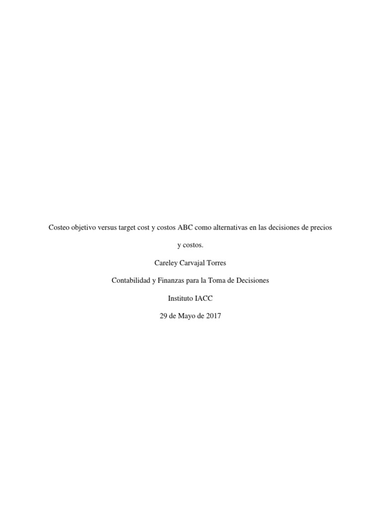 Contabilidad para La Toma de Decisiones - Tarea 3 | PDF | Precios ...