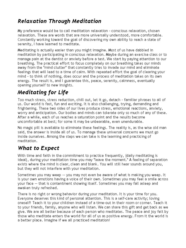 Meditation | PDF | Meditation | Relaxation (Psychology)
