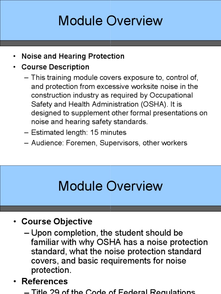 Protecting Hearing An Introduction to Noise Hazards, OSHA Regulations, and Hearing Conservation