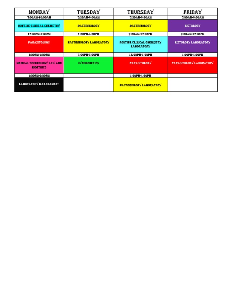 Medical Lab Course Schedule | PDF