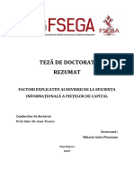 Plesoianu Mihaela Anita - FACTORI EXPLICATIVI AI DEVIERII DE LA EFICIENȚA  INFORMAȚIONALĂ A PIEȚELOR DE CAPITAL