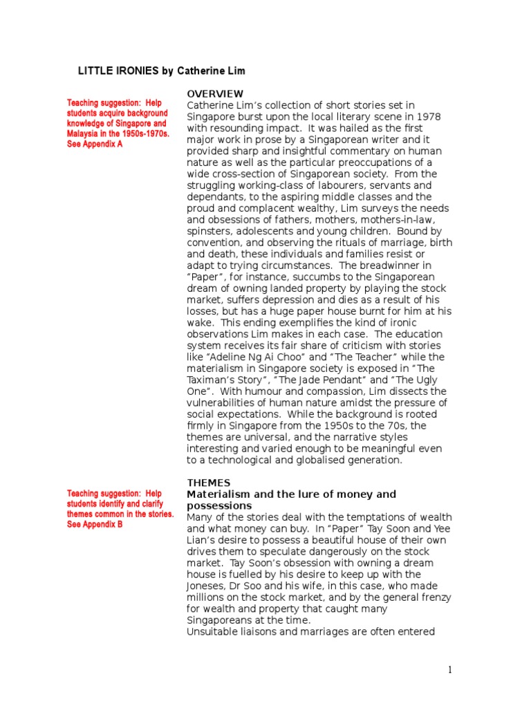 Little Ironies Notes PDF Irony Narrative