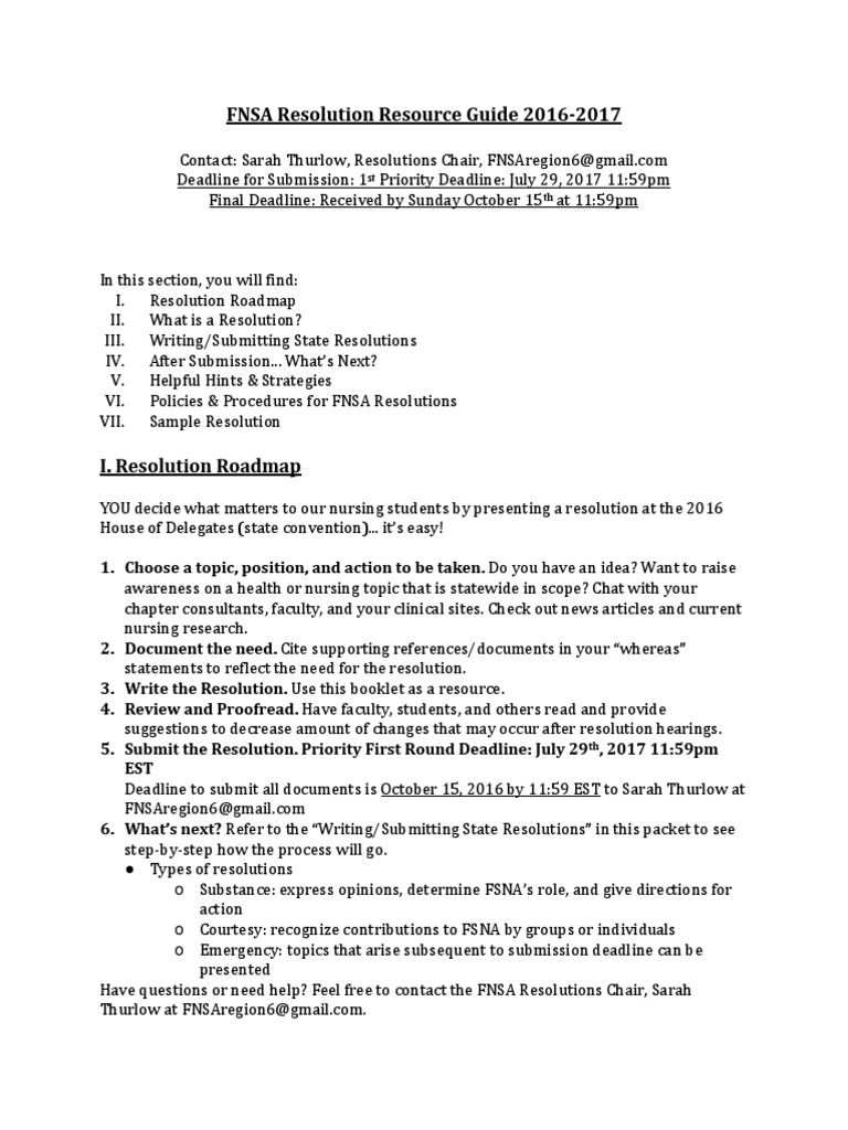 FNSA Resolution Submission Guide 2016-17 | PDF | American Psychological ...