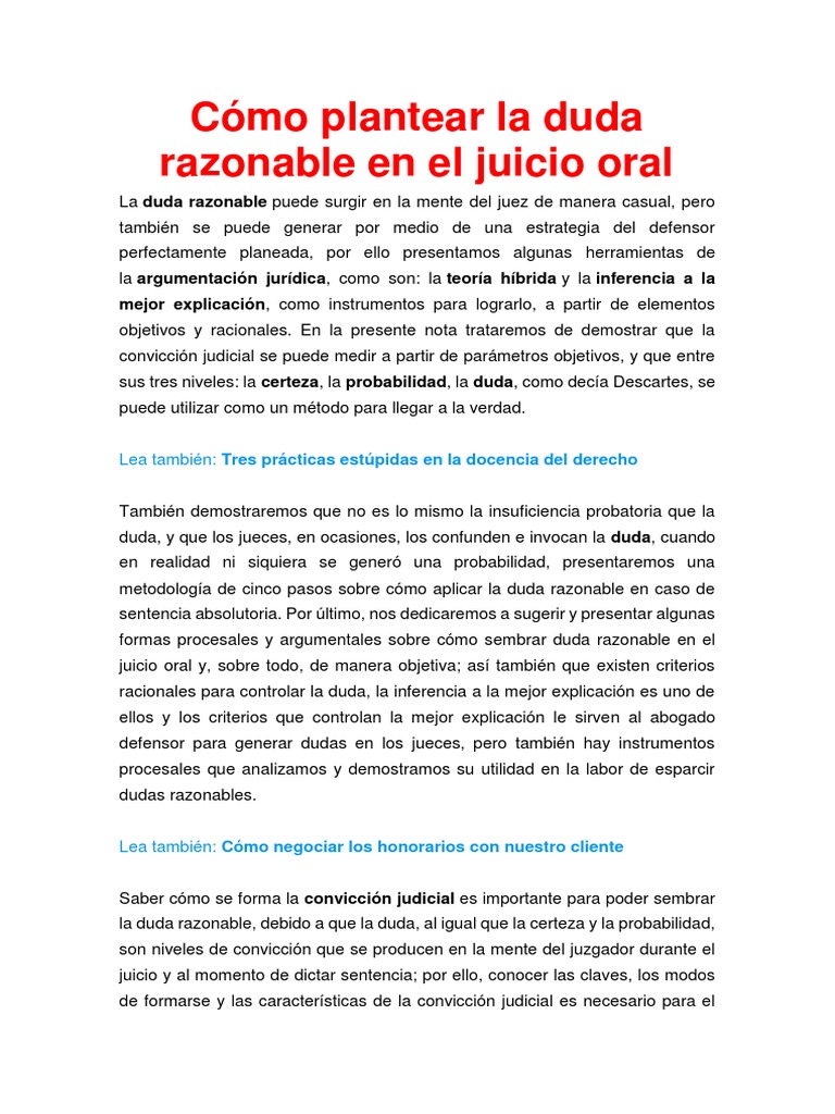 Sembrando la Duda Razonable en Juicios | PDF | Evidencia (ley) | Juez