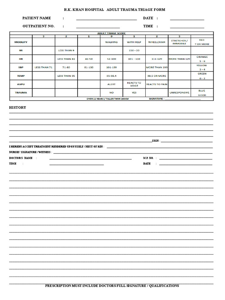 adult triage form page 1 | pdf | patient | health care