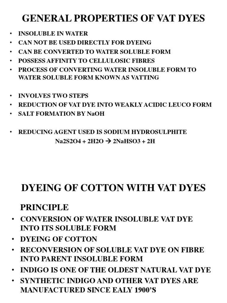 Dyeing Of Cotton With Vat Dyes Pdf Dye Sodium Hydroxide