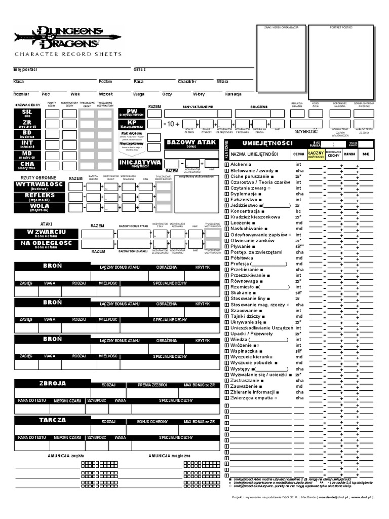 D&amp;D - Karta Postaci | Gaming | Tabletop Games