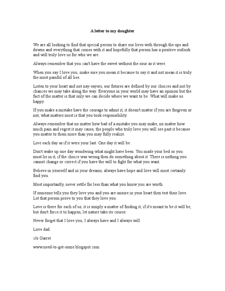 A Letter To My Daughter | PDF