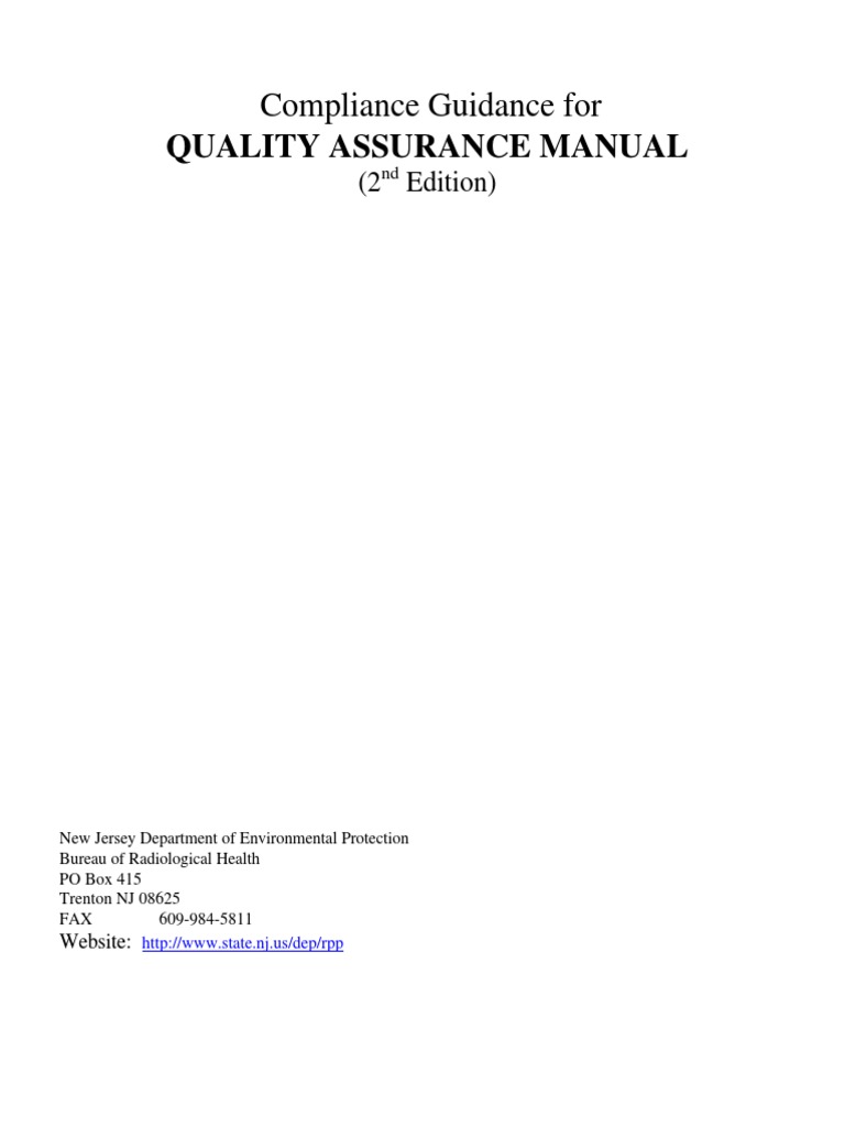 Quality Assurance Manual  PDF  Quality Assurance  Radiography