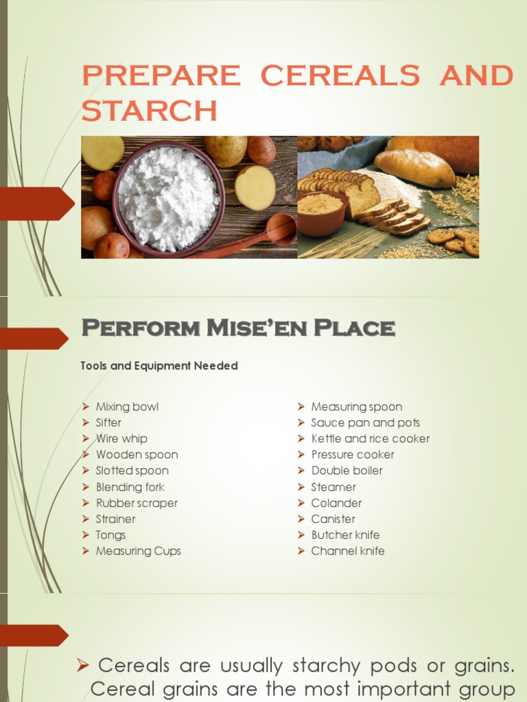 Starch and Cereals PDF Starch Pasta