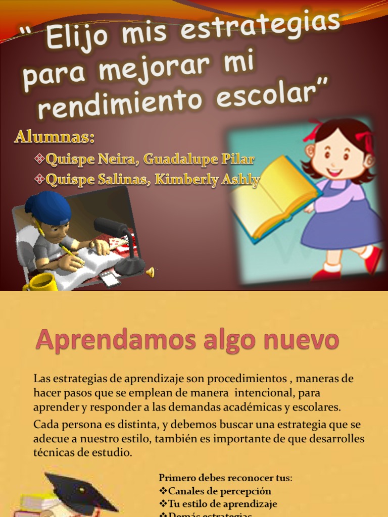 Elijo Mis Estrategias para Mejorar Mi Rendimiento Escolar | PDF ...