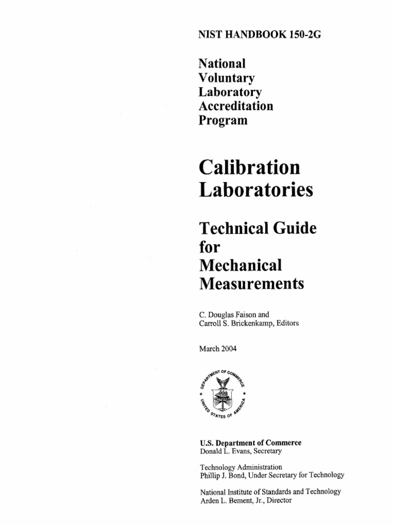 Nist Handbook PDF National Institute Of Standards And Technology Calibration