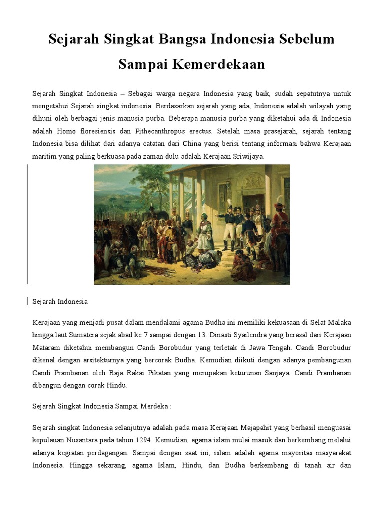 Sejarah Singkat Bangsa Indonesia Sebelum Sampai Kemerdekaan Pdf