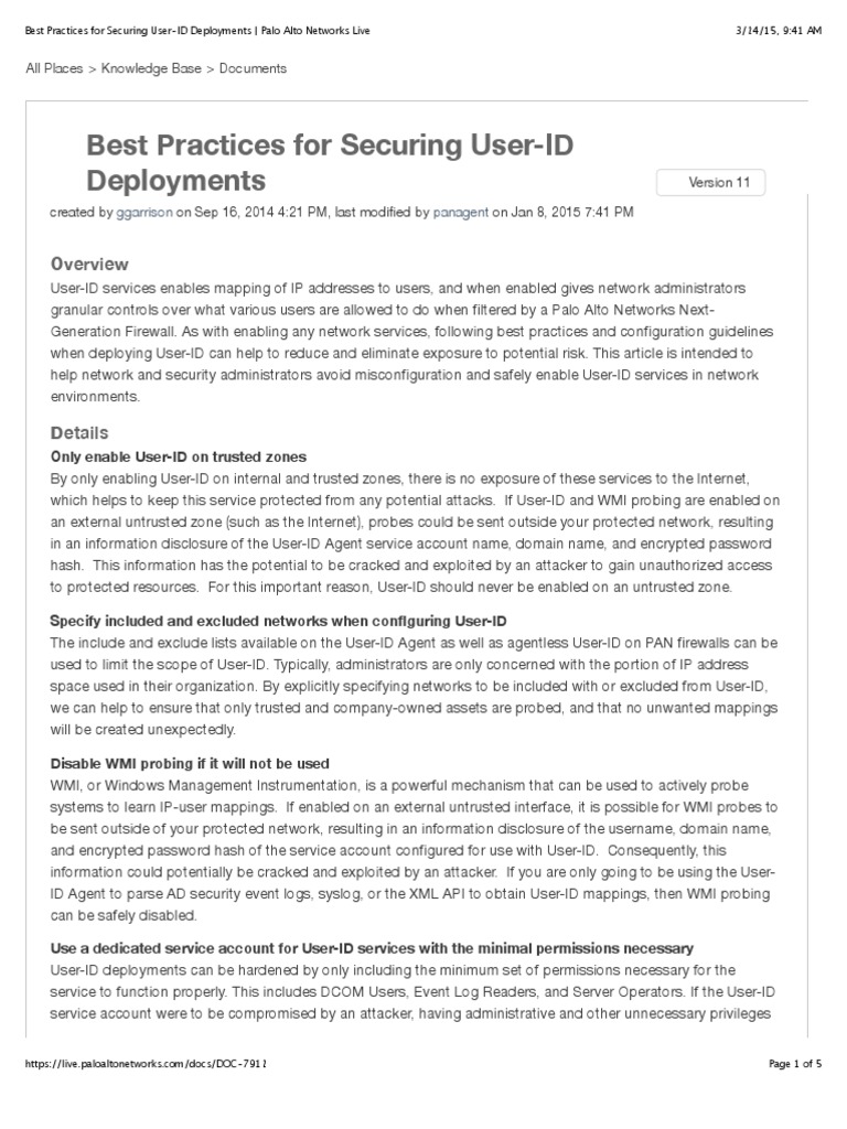 Best Practices for Securing User-ID Deployments Palo Alto ...