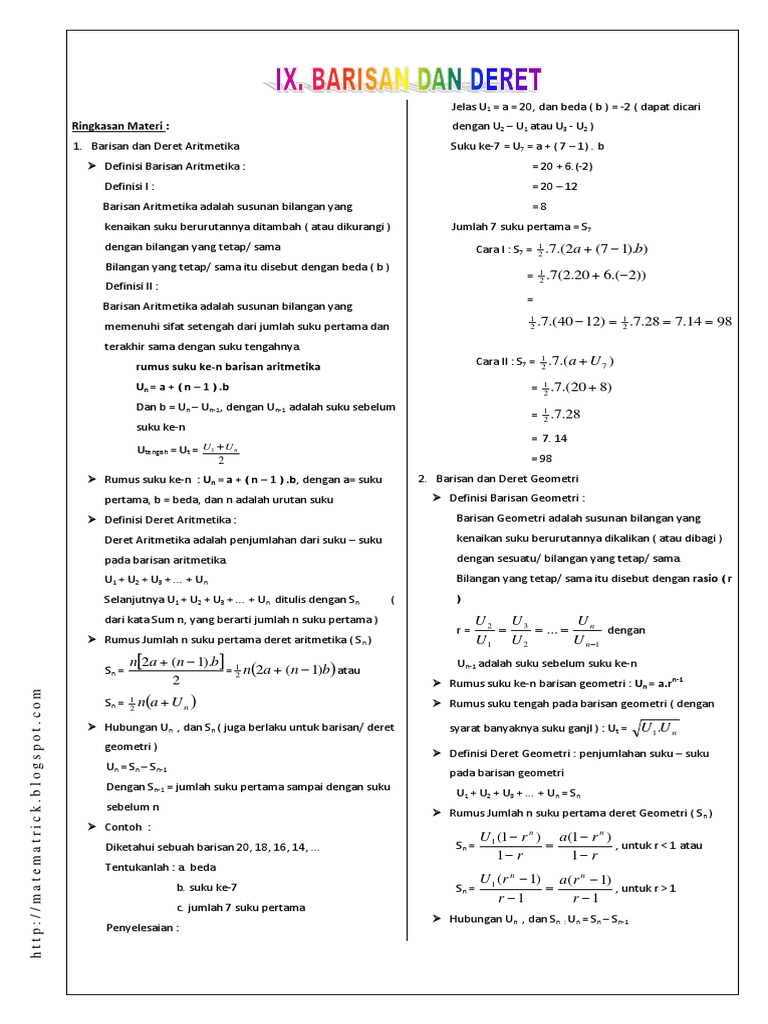 Soal Materi Barisan Aritmatika Dan Geometri Pdf