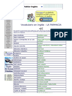 Vocabulario Inglés-Español La Farmacia