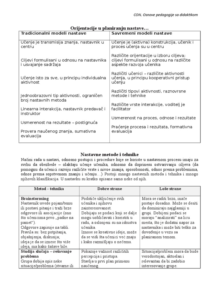 Nastavne Metode I Tehnike-1 | PDF