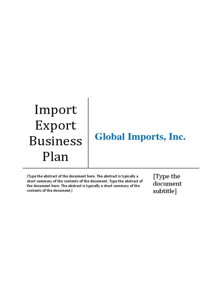 Import Export Business Plan PDF Financial Accounting Market