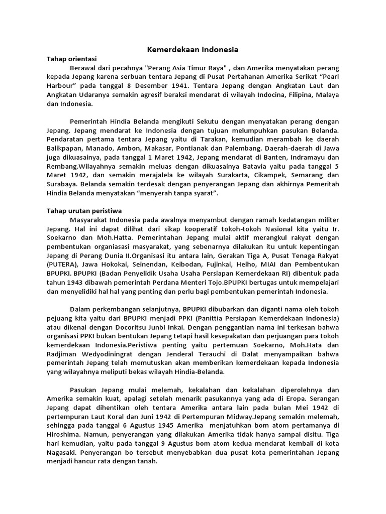 Teks Cerita Sejarah Kemerdekaan Indonesia | PDF