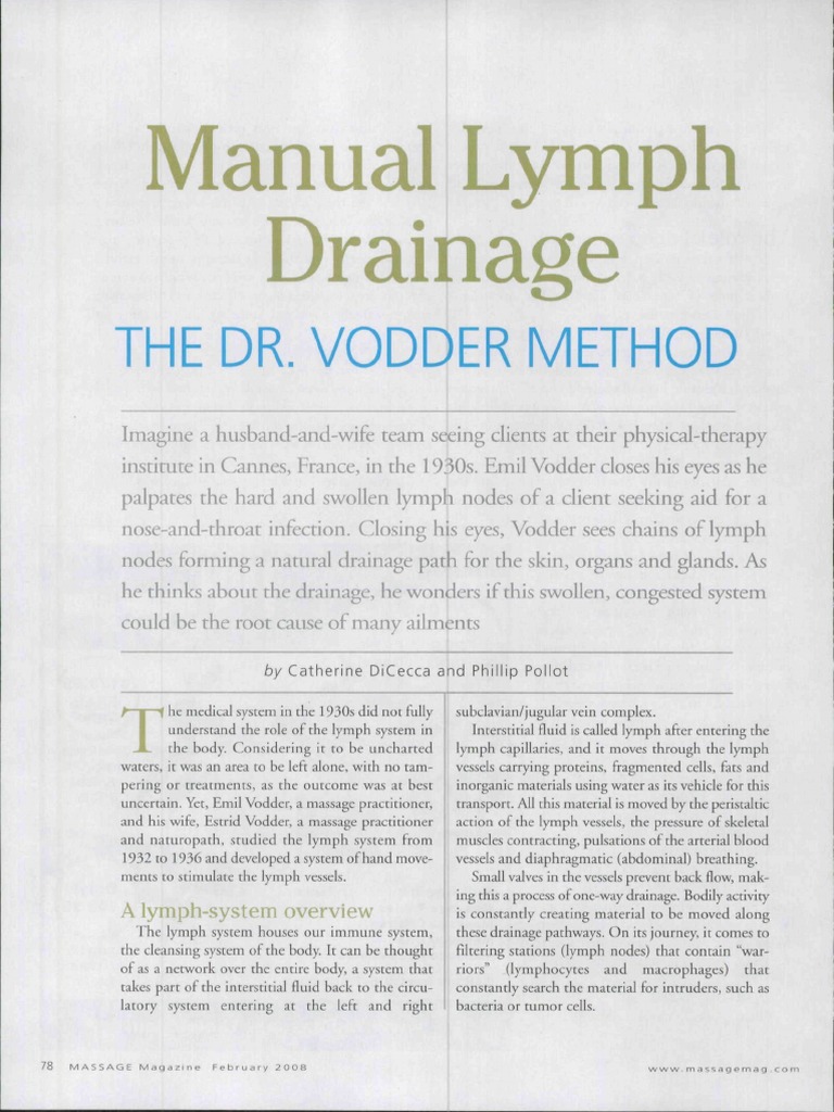 Manual Lymph Drainage PDF Lymph Lymphatic System