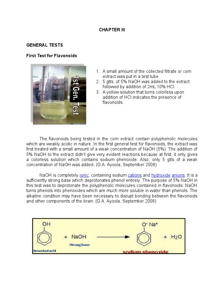 Tests For Flavonoids Sodium Hydroxide Alkene