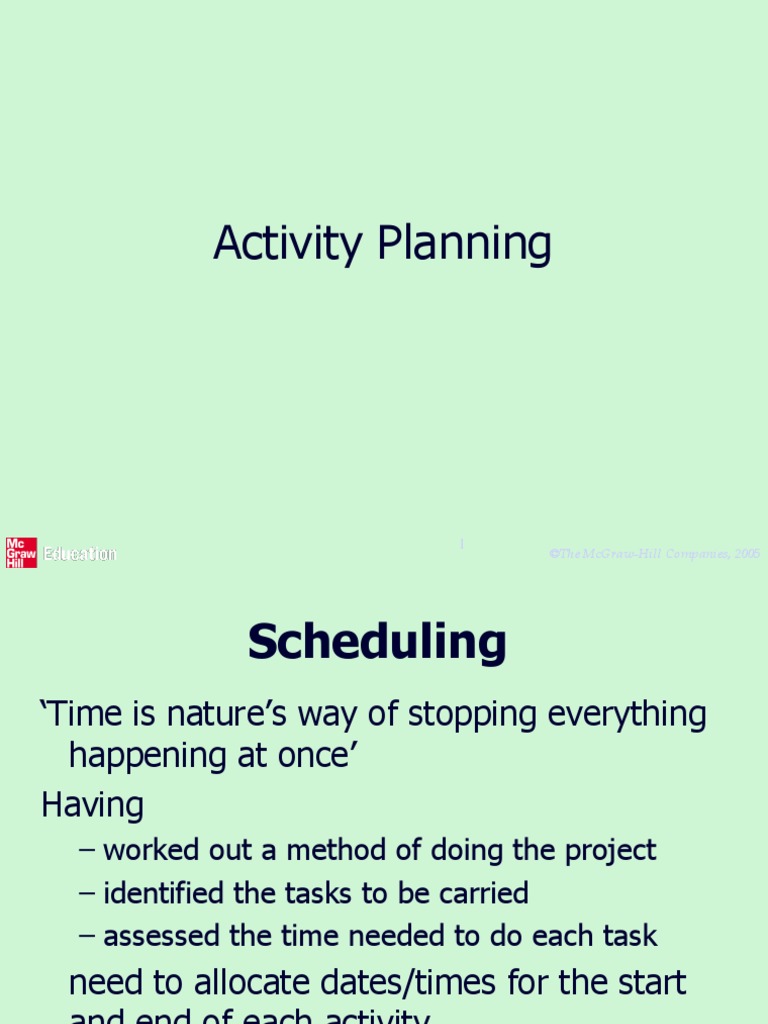 Activity Planning in SPM PDF Information Technology Management