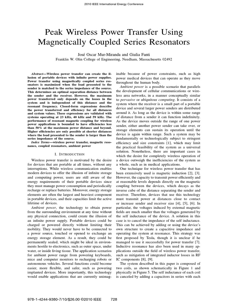 Peak Wireless Power Transfer Using Magnetically Coupled Series ...