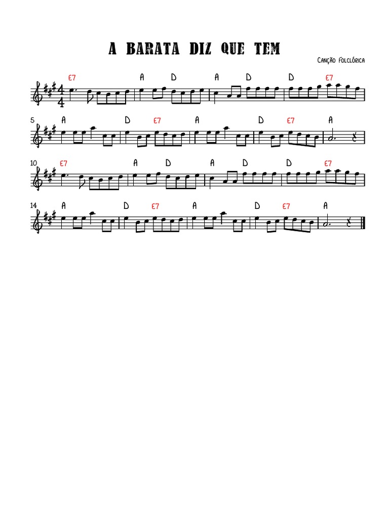 A Barata Diz Que Tem Partitura Completa PDF PDF