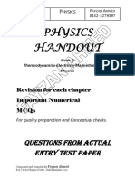 Physics Handout: Questions From Actual Entry Test Paper