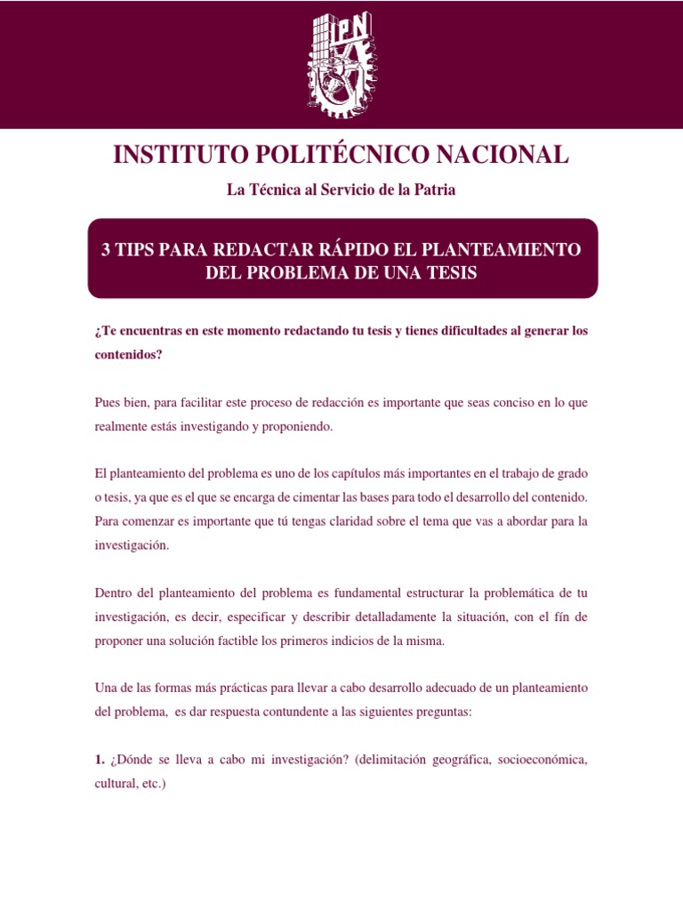 IPN Tips para redactar rápido el planteamiento del