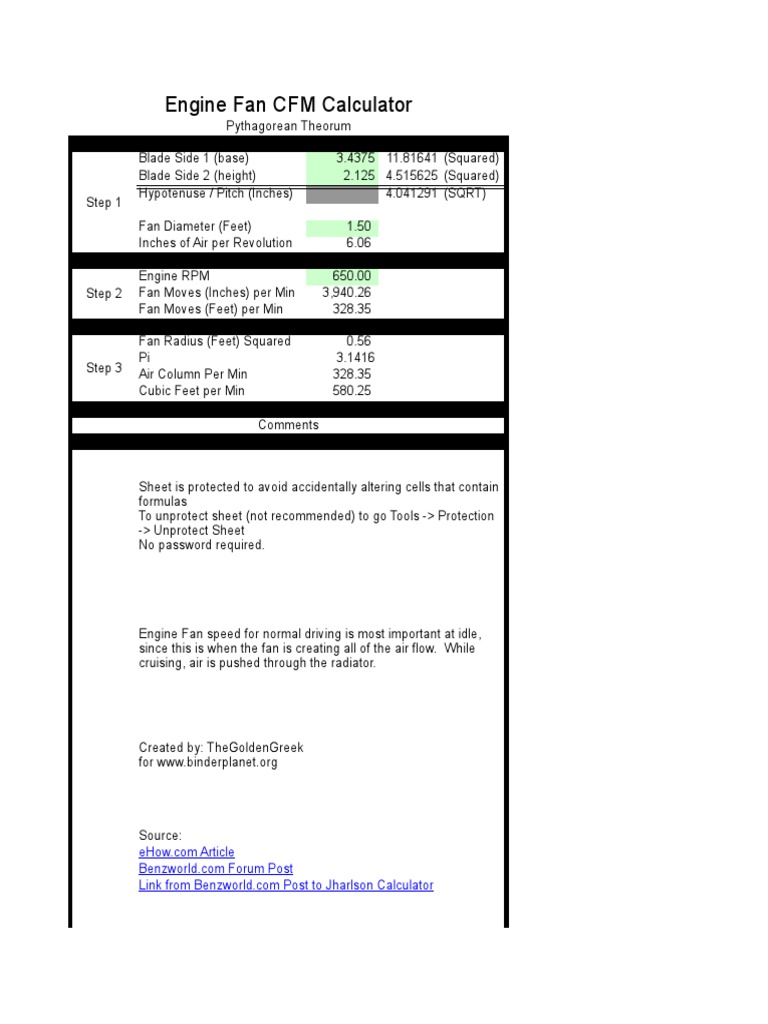 Fan Cfm Calculator Pdf Mechanical Engineering Nature