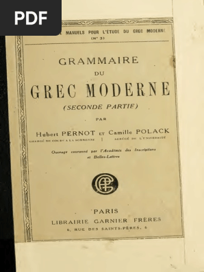 Grammaire Du Grec Moderne T 2 Hubert Pernot Pdf Pdf Linguistique Semiotique
