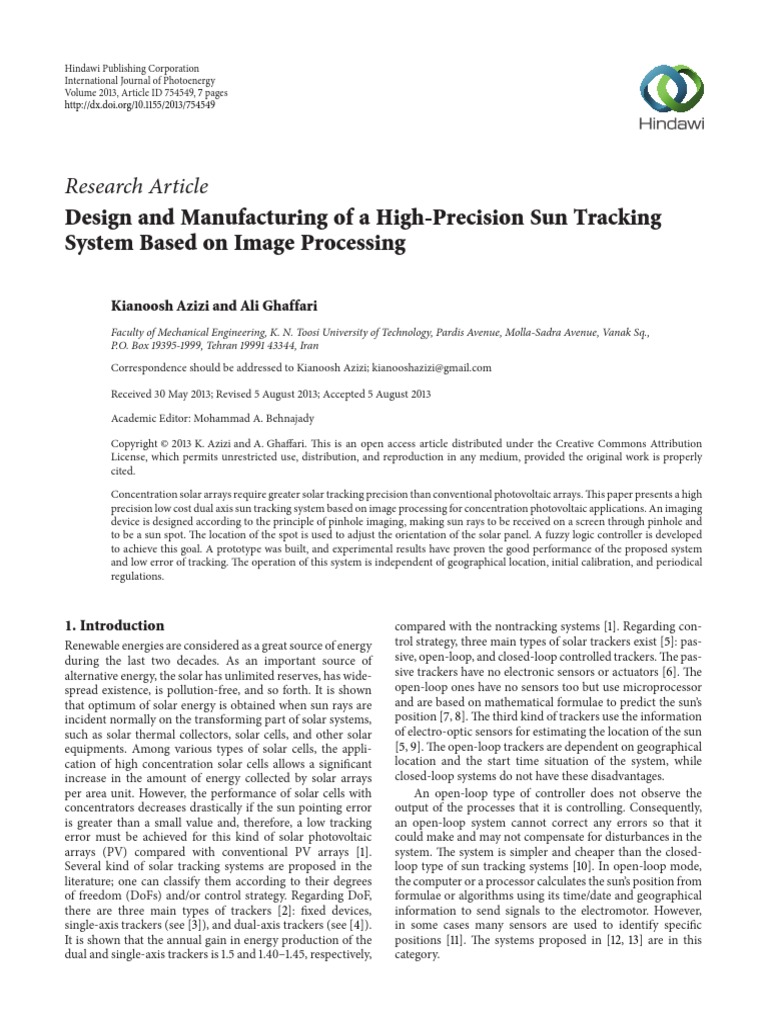 Research Article: Design and Manufacturing of A High-Precision Sun ...