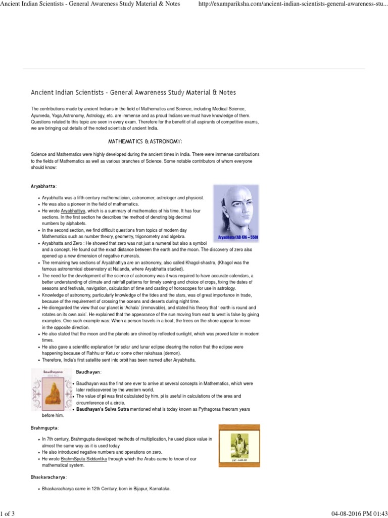 Ancient Indian Scientists Pdf Ayurveda Teaching Mathematics