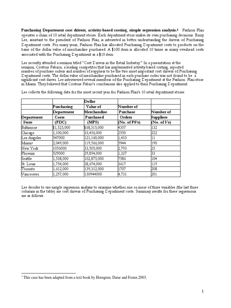 Multiple Regression Case Regression Analysis