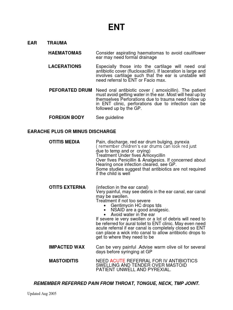 Ear, Nose, and Throat Trauma Guidelines | PDF | Medical Specialties ...