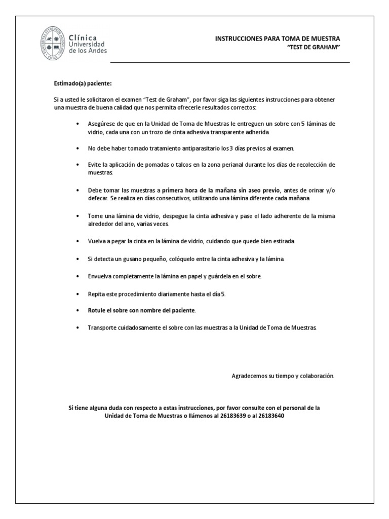 Instrucciones para el Test de Graham | PDF