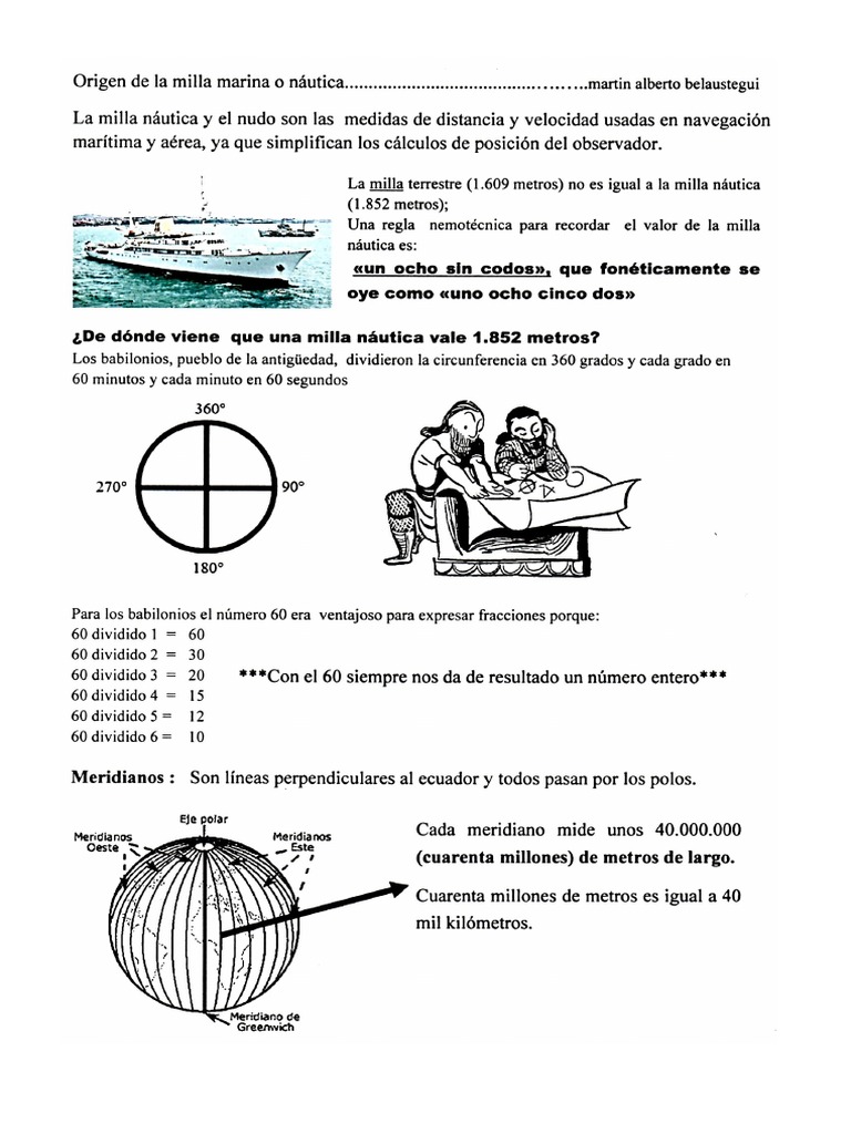 Cuantos Kilometros Hay En Una Milla Origen de La Milla Marina o Náutica | PDF