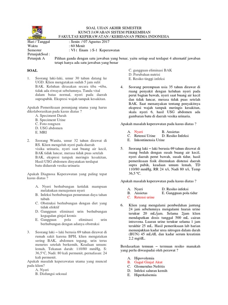 Contoh Soal Kasus Sistem Perkemihan Dan Jawabannya Download File Guru