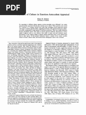 The Role of Culture in Emotion-Antecedent Appraisal - Klaus R. Scherer