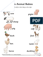 Farm Animal Babies Matchup Worksheet