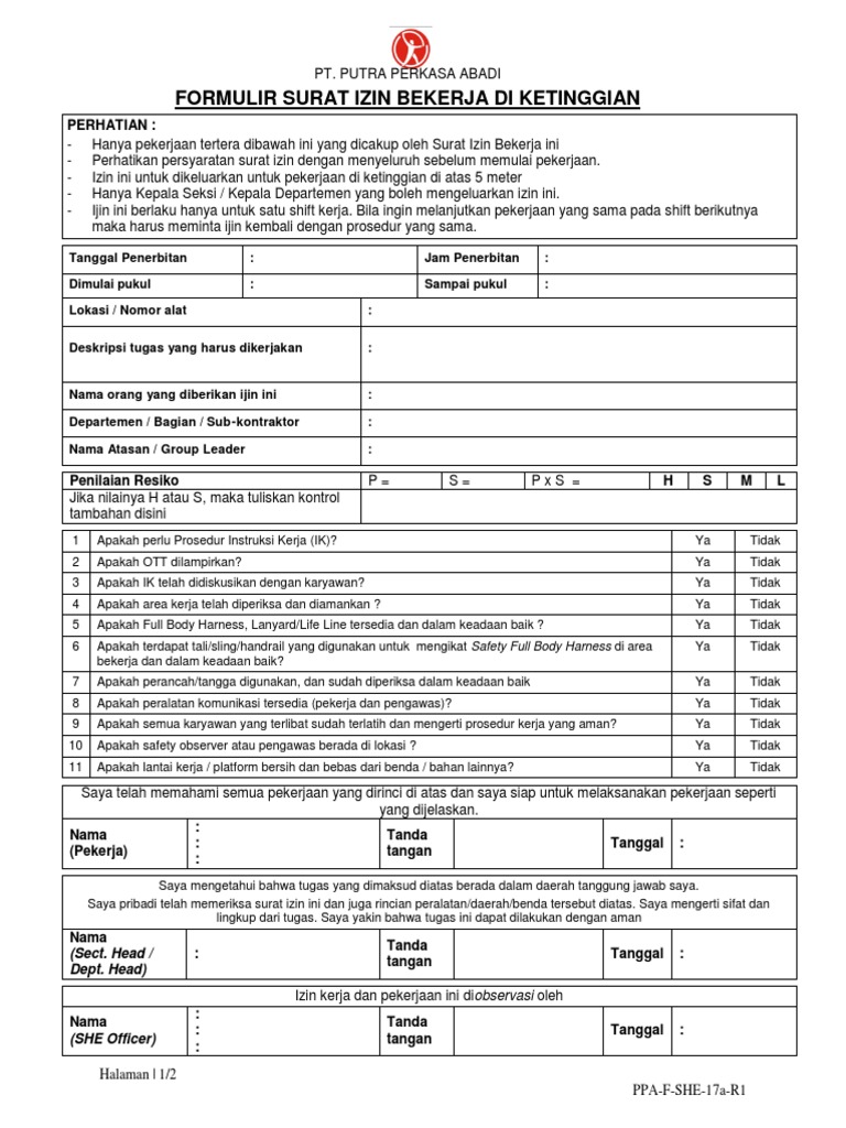 Izin Kerja Di Ketinggian