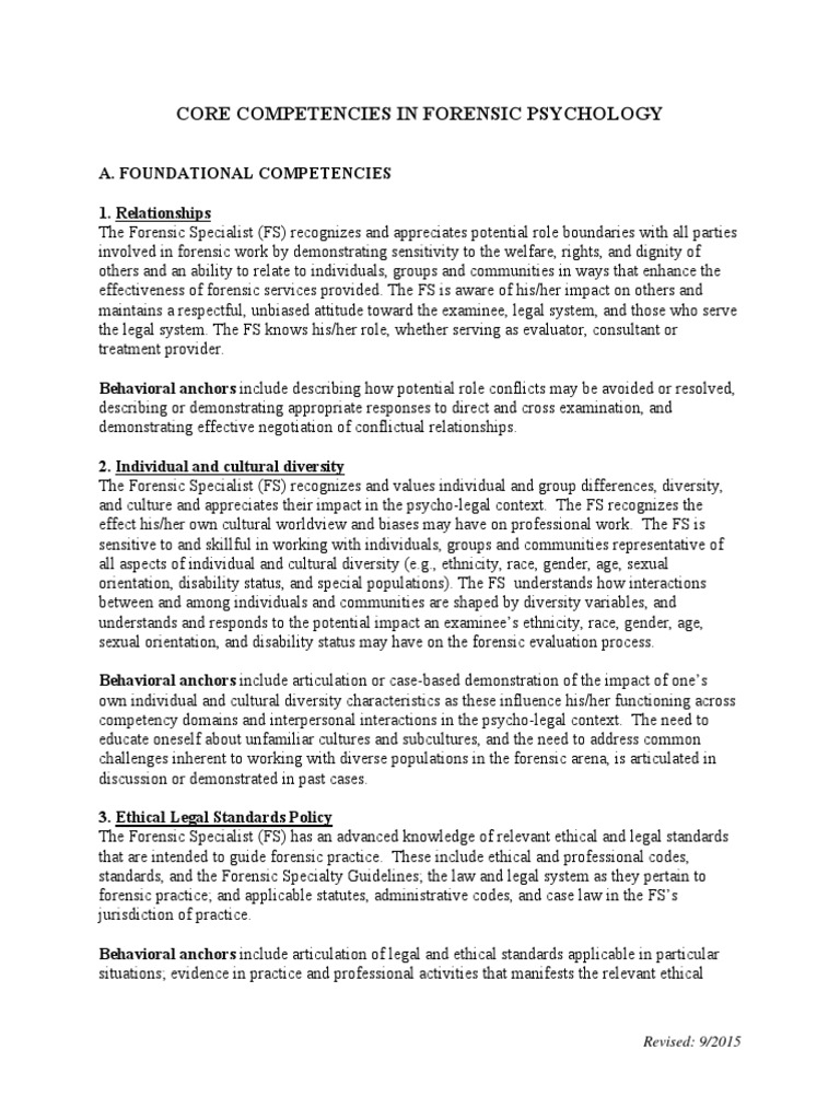 Forensic Psy Core Competencies | PDF | Psychological Evaluation ...